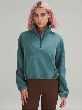 Lululemon brushed softstreme ribbed half-zip pullover size 12